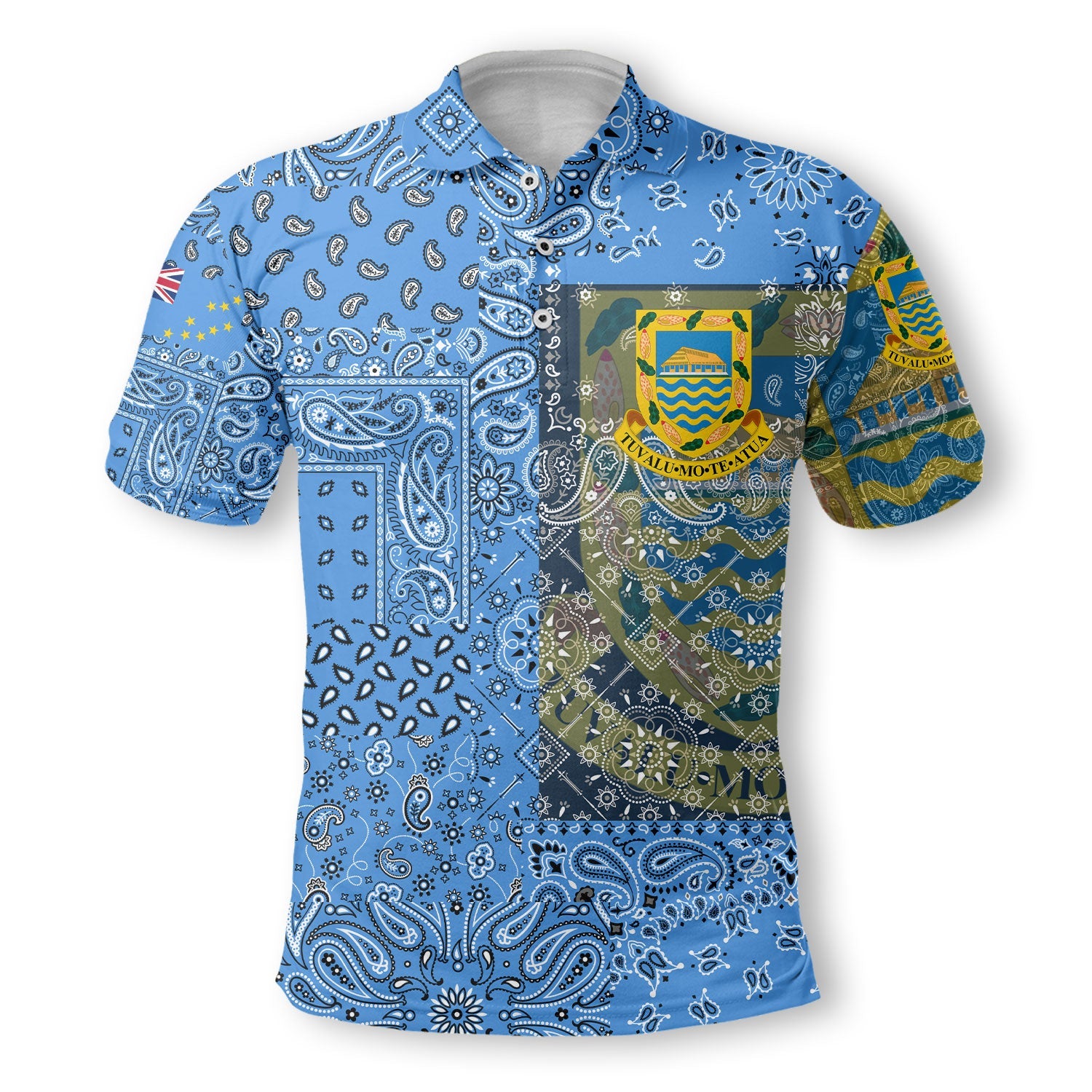 Tuvalu Polo Shirt Paisley Flag And Skull Style 2