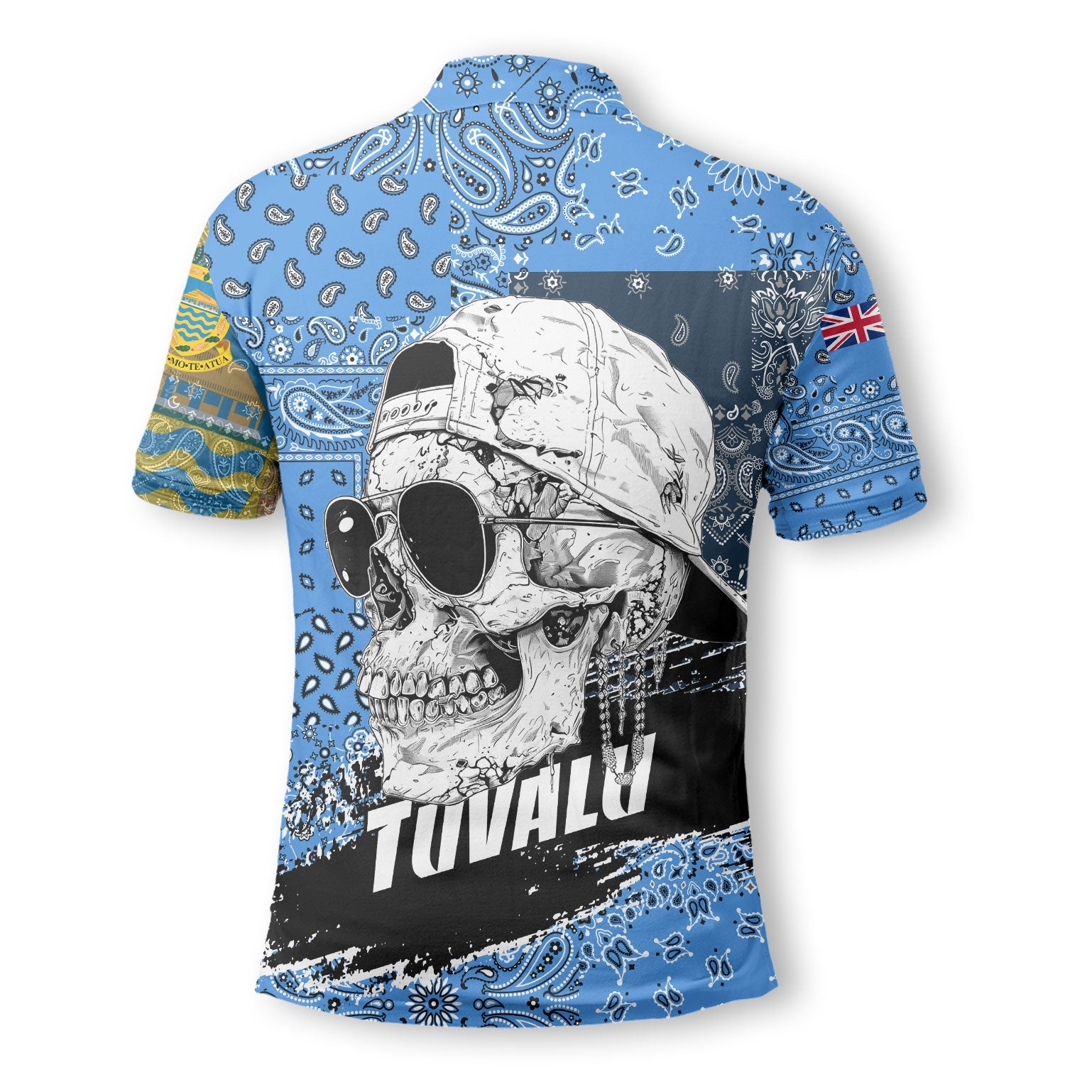 Tuvalu Polo Shirt Paisley Flag And Skull Style 3