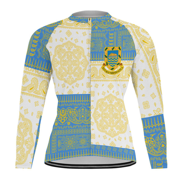 Tuvalu Raglan Men Cycling Jersey Long Sleeve Flag And Paisley Basic Style 1