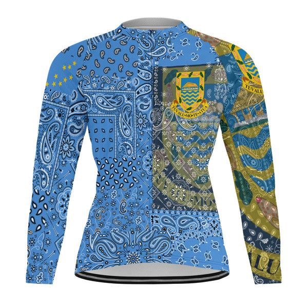 Tuvalu Raglan Men Cycling Jersey Long Sleeve Paisley Flag And Skull Style 1