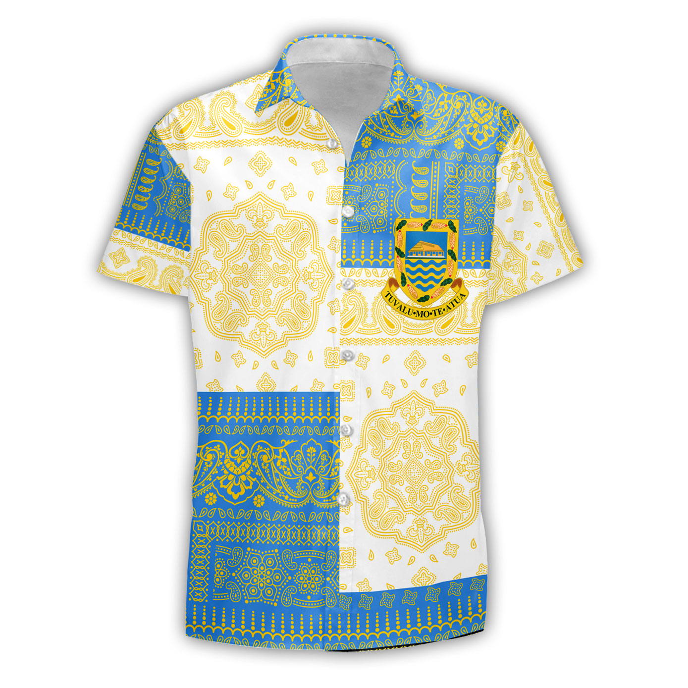 Tuvalu Short Sleeve Shirt Flag And Paisley Basic Style 2