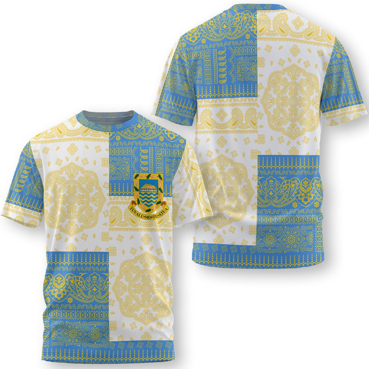 Tuvalu T Shirt Flag And Paisley Basic Style 1