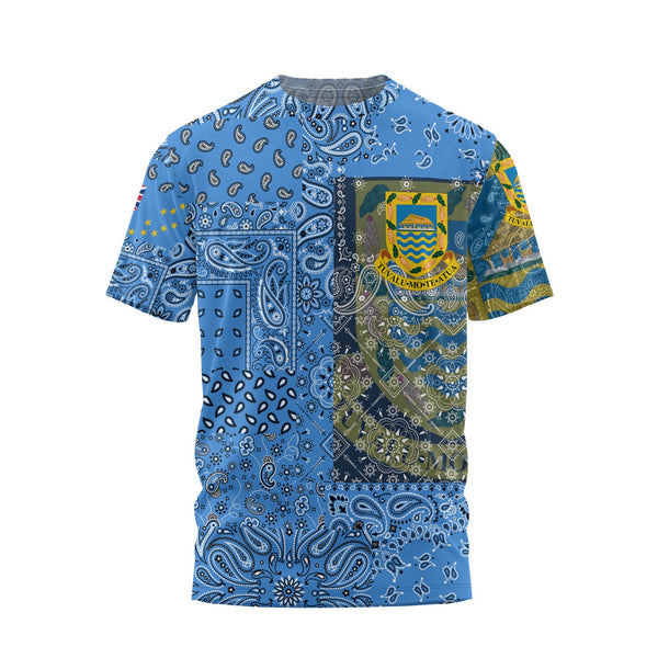 Tuvalu T Shirt Paisley Flag And Skull Style 1