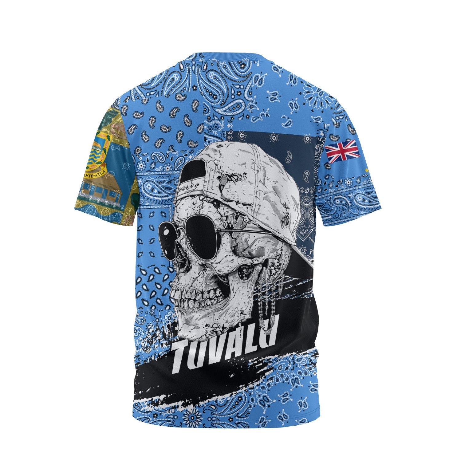 Tuvalu T Shirt Paisley Flag And Skull Style 2