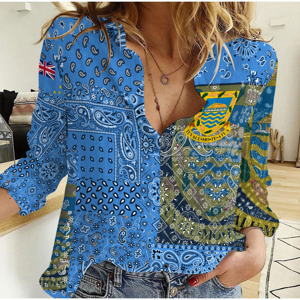 Tuvalu Women Casual Shirt Paisley Flag And Skull Style 1