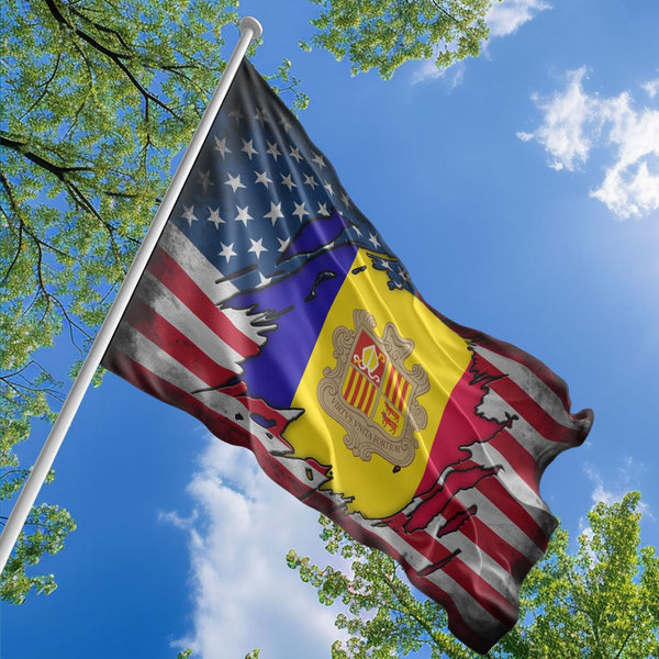 American Andorran Flag, US And Andorra Polyester The Scratch Style 1