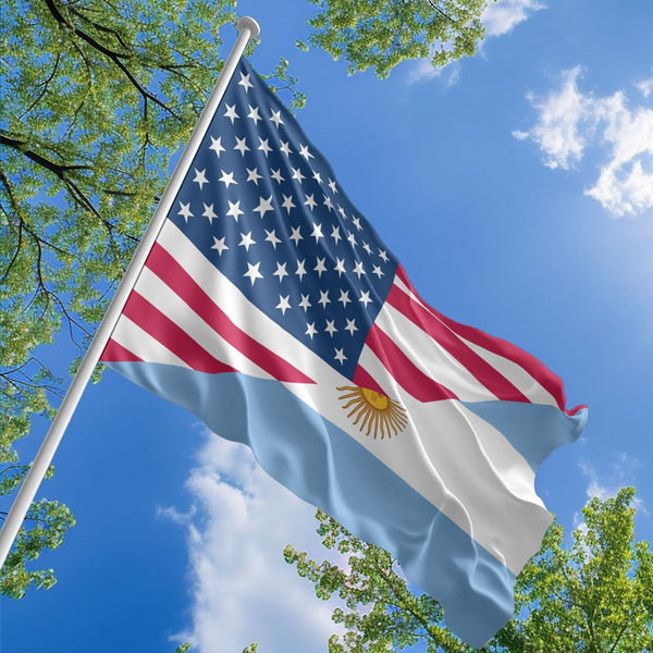 American Argentine Flag, US And Argentina Polyester Friendship Blend Together Style 1