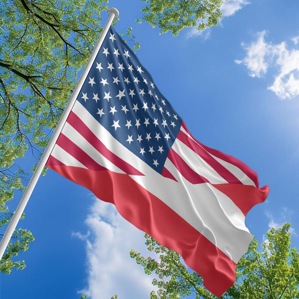 American Austrian Flag, US And Austria Polyester Friendship Blend Together Style 1