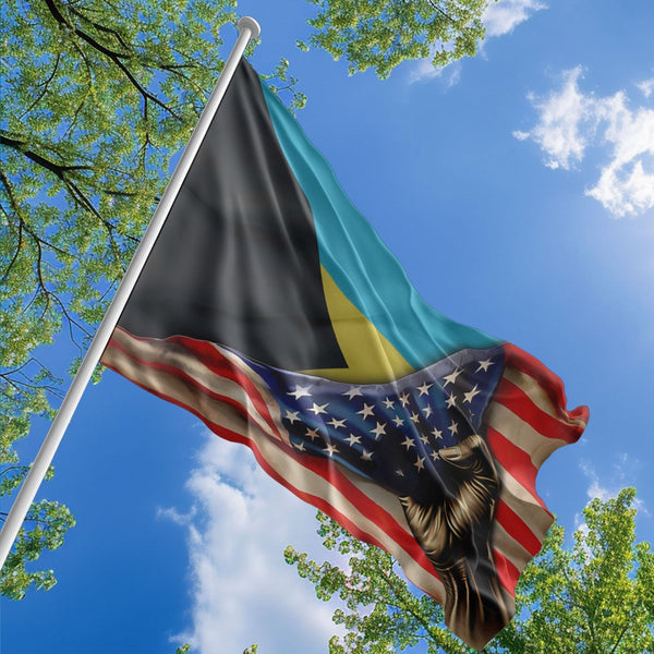 American Bahamian Flag, US And Bahamas Polyester The Original Style 1
