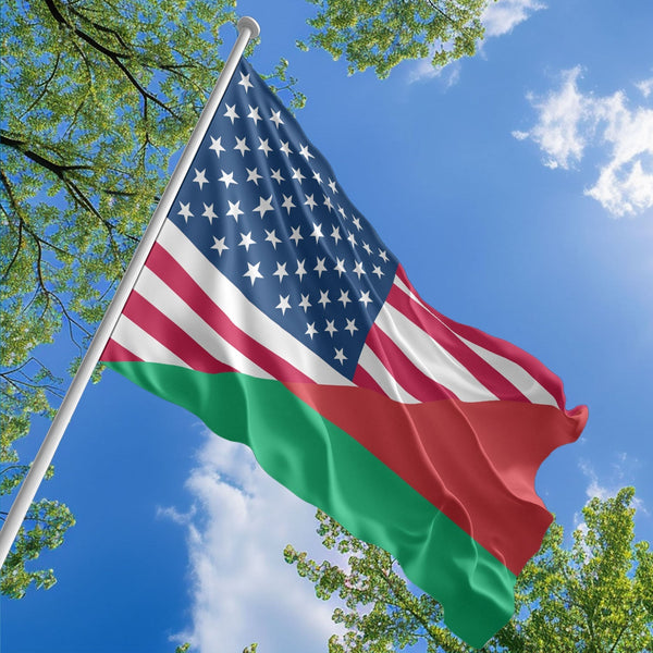 American Belarusian Flag, US And Belarus Polyester Friendship Blend Together Style 1