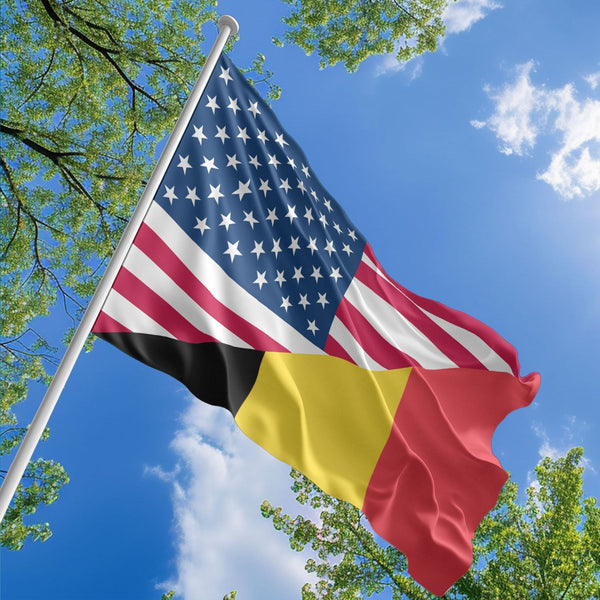 American Belgian Flag, US And Belgium Polyester Friendship Blend Together Style 1