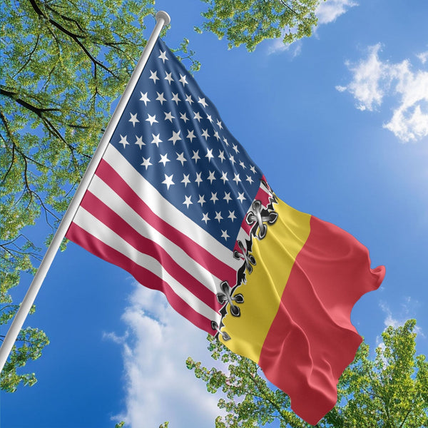 American Belgian Flag, US And Belgium Polyester Sew Together Style 1