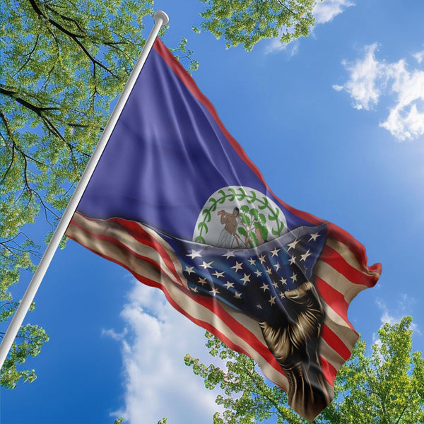American Belizean Flag, US And Belize Polyester The Original Style 1