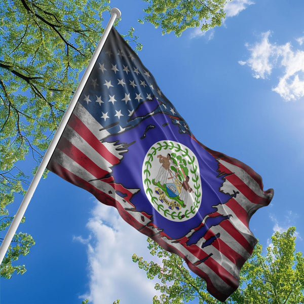 American Belizean Flag, US And Belize Polyester The Scratch Style 1
