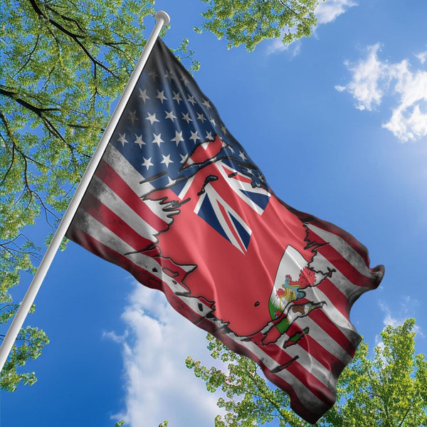 American Bermudian Flag, US And Bermuda Polyester The Scratch Style 1