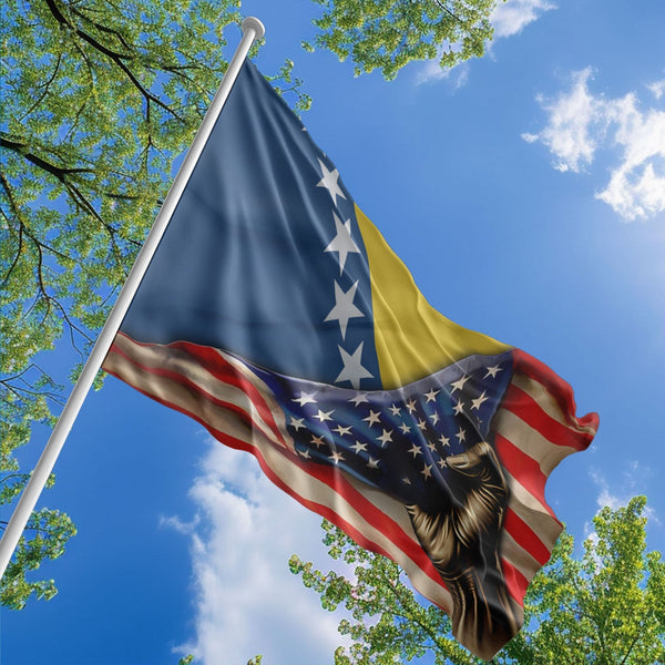 American Bosnian Flag, US And Bosnia and Herzegovina Polyester The Original Style 1