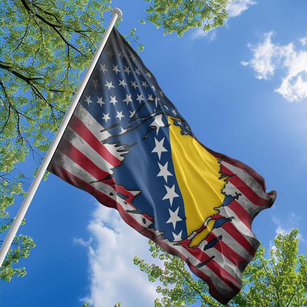 American Bosnian Flag, US And Bosnia and Herzegovina Polyester The Scratch Style 1