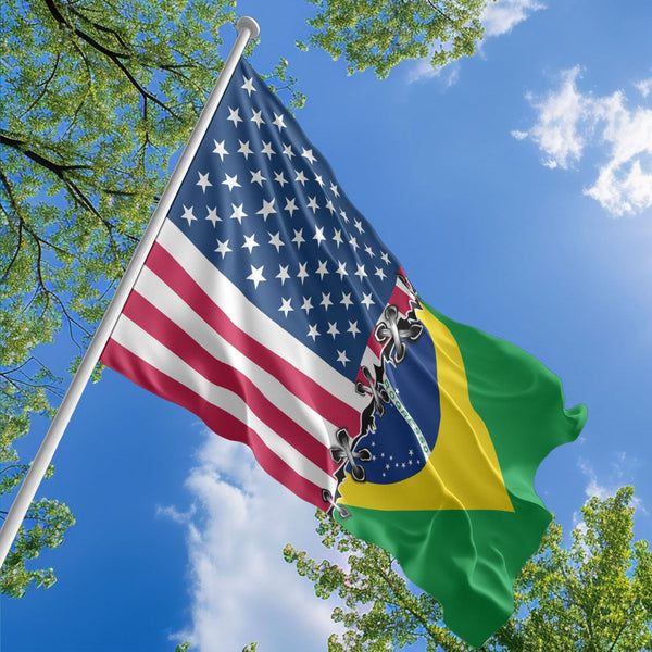 American Brazilian Flag, US And Brazil Polyester Sew Together Style 1