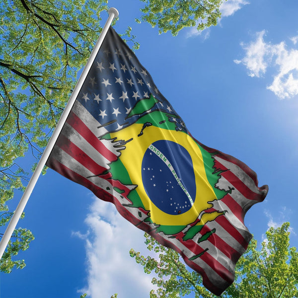 American Brazilian Flag, US And Brazil Polyester The Scratch Style 1