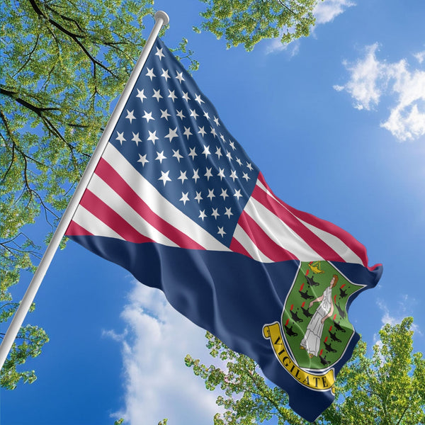 American British Virgin Islander Flag, US And British Virgin Islands Polyester Friendship Blend Together Style 1