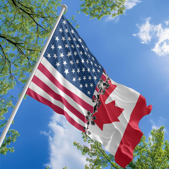 American Canadian Flag, US And Canada Polyester Sew Together Style 1