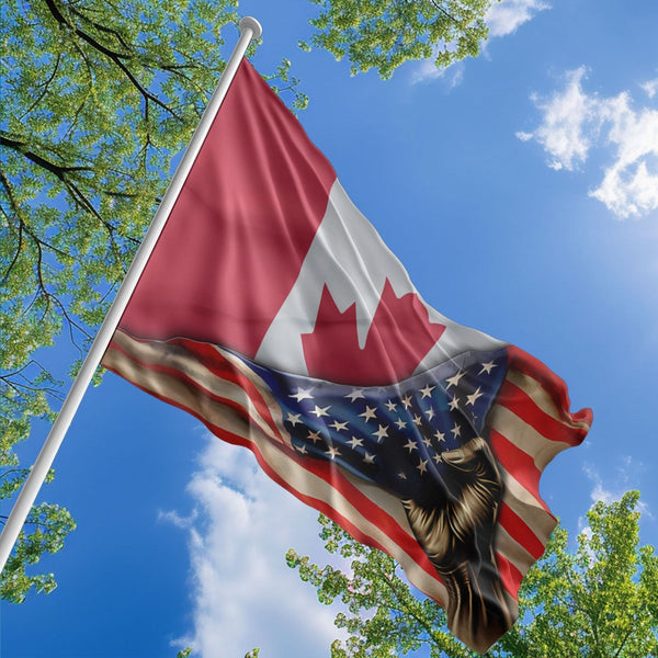 American Canadian Flag, US And Canada Polyester The Original Style 1