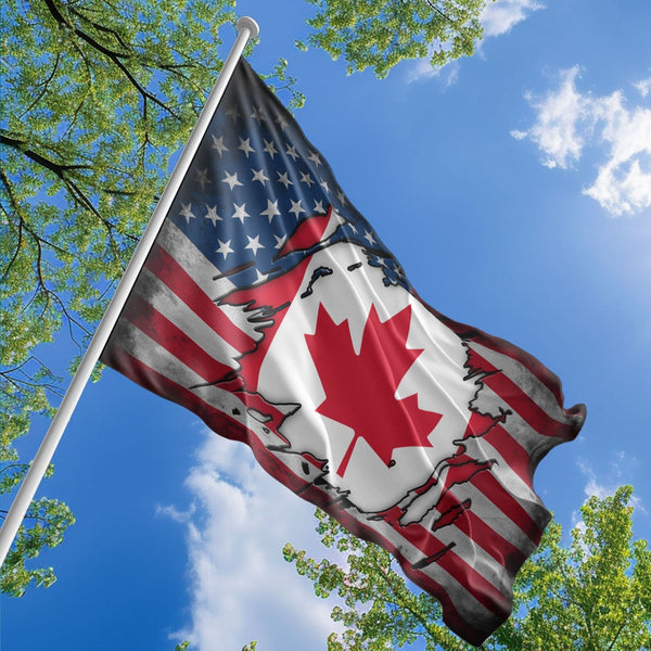 American Canadian Flag, US And Canada Polyester The Scratch Style 1