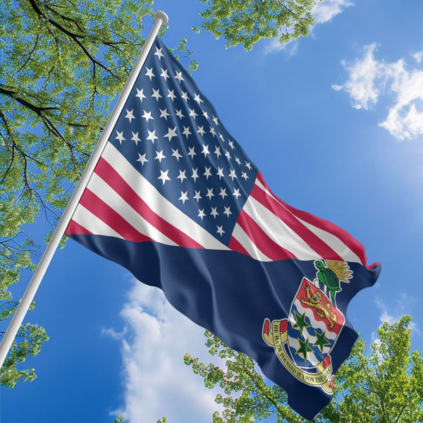 American Caymanian Flag, US And Cayman Islands Polyester Friendship Blend Together Style 1