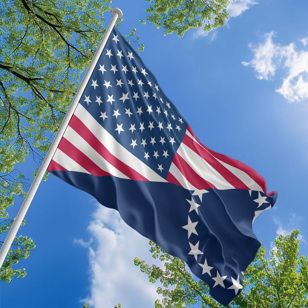 American Cook Islander Flag, US And Cook Islands Polyester Friendship Blend Together Style 1