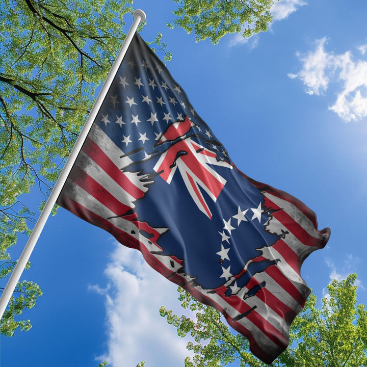 American Cook Islander Flag, US And Cook Islands Polyester The Scratch Style 1