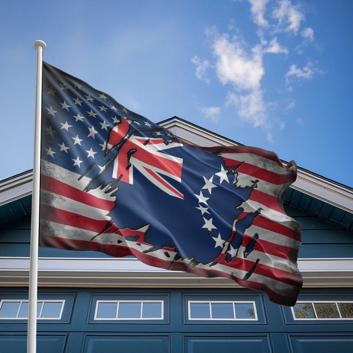 American Cook Islander Flag, US And Cook Islands Polyester The Scratch Style 2