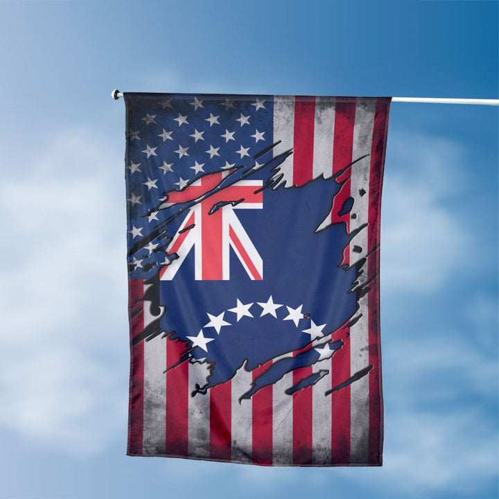 American Cook Islander Flag, US And Cook Islands Polyester The Scratch Style 3