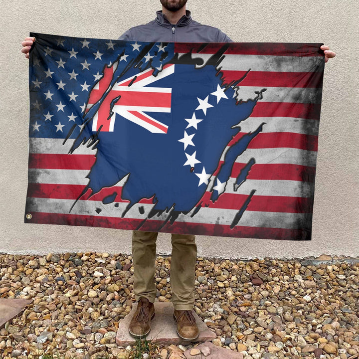 American Cook Islander Flag, US And Cook Islands Polyester The Scratch Style 4