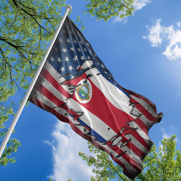 American Costa Rican Flag, US And Costa Rica Polyester The Scratch Style 1