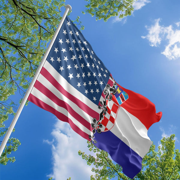 American Croatian Flag, US And Croatia Polyester Sew Together Style 1