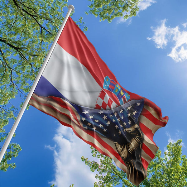 American Croatian Flag, US And Croatia Polyester The Original Style 1