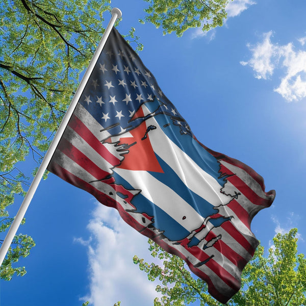 American Cuban Flag, US And Cuba Polyester The Scratch Style 1