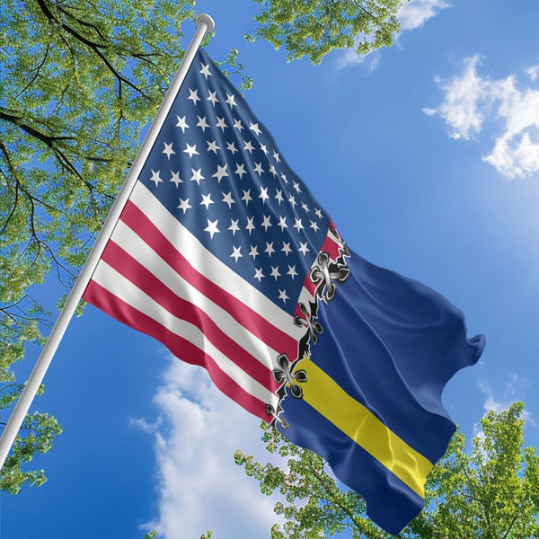 American Curacaoan Flag, US And Curacao Polyester Sew Together Style 1