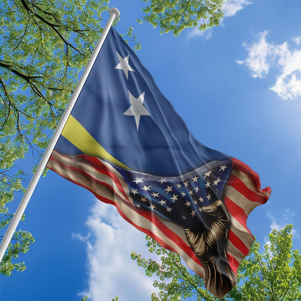 American Curacaoan Flag, US And Curacao Polyester The Original Style 1