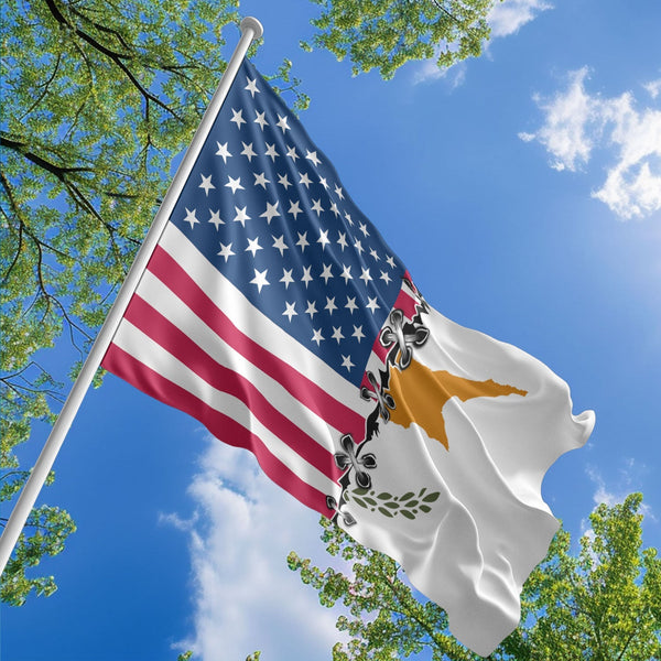 American Cypriot Flag, US And Cyprus Polyester Sew Together Style 1