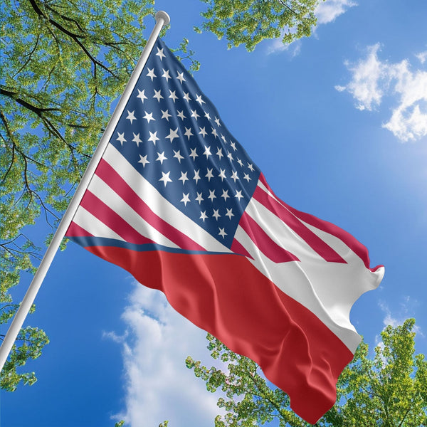 American Czech Flag, US And Czech Republic Polyester Friendship Blend Together Style 1