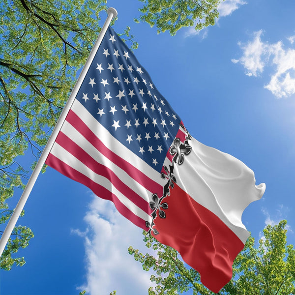 American Czech Flag, US And Czech Republic Polyester Sew Together Style 1