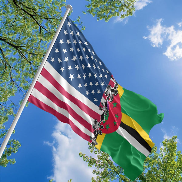 American Dominican Flag, US And Dominica Polyester Sew Together Style 1