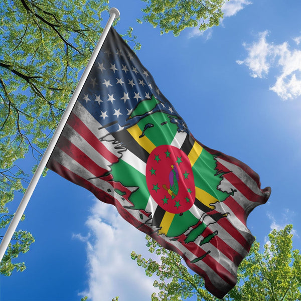 American Dominican Flag, US And Dominica Polyester The Scratch Style 1