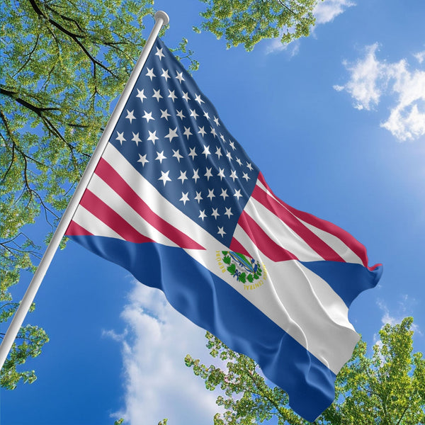 American Salvadoran Flag, US And El Salvador Polyester Friendship Blend Together Style 1