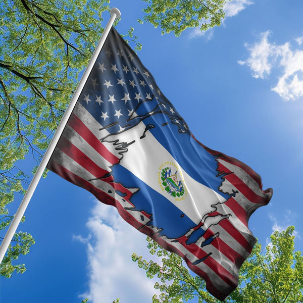 American Salvadoran Flag, US And El Salvador Polyester The Scratch Style 1