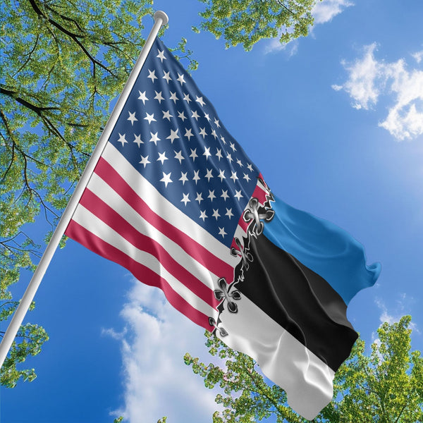 American Estonian Flag, US And Estonia Polyester Sew Together Style 1