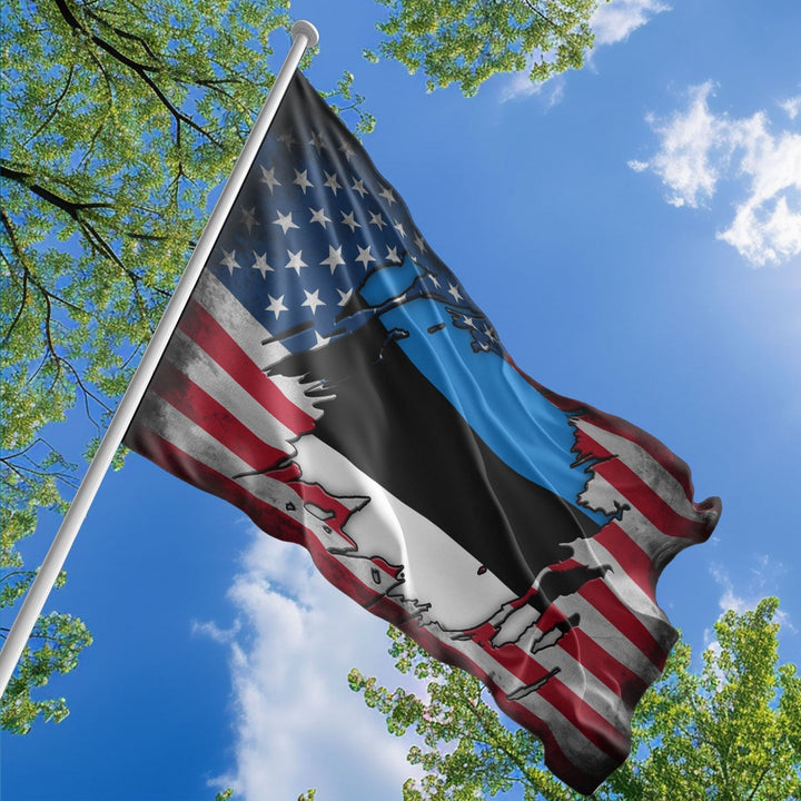 American Estonian Flag, US And Estonia Polyester The Scratch Style 1