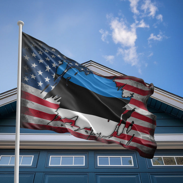 American Estonian Flag, US And Estonia Polyester The Scratch Style 2