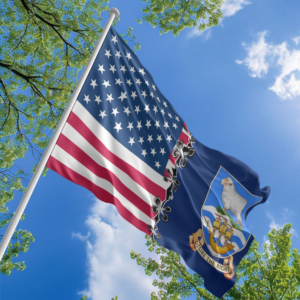 American Falkland Islander Flag, US And Falkland Islands Polyester Sew Together Style 1
